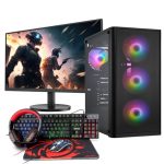 Gaming-pc, complete set, Ryzen 7 5700G, Radeon Vega 8, 16 GB DDR4, 1000 GB SSD M.2, Win 11 Pro 64bit + 24 inch 100 Hz gaming-monitor + toetsenbord, muis, hoofdtelefoonset, wifi
