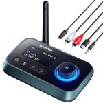 SOOMFON Bluetooth 5.3 Zender Ontvanger, 3-in-1 Bluetooth TV Adapter, met LCD-Scherm Transmitter for TV, voor Koptelefoon/Luidsprekers Audio Zender, Ontvanger-audio AUX/3,5 mm/RCA/optische kabel