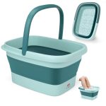 DEANIC Opvouwbaar Voetbad Met Massage, Handvat en Draagbare Voetmassage (Blauw)
