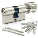 MANICAF Sluitcilinder 25/25, cilinderslot met knop, deurslot cilinder, knopcilinder 50 mm, veiligheidsslot voordeur met 5 sleutels
