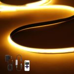 COB LED strip, 1m dimbaar, 24V warm wit, 2700 K, 320 LED's/m, met RF-afstandsbediening, flexibele LED-strip voor slaapkamer, huis, kast, doe-het-zelfverlichting