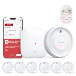 X-Sense Smart rookmelder, wifi met magneethouder, brandmelder verbonden, verwisselbare batterij, met basisstation SBS50, app-functie, XS0D-MR61