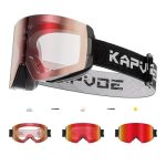 KAPVOE Zelfverdonkerende Skibril Anti-Mist Heren Dames Fotochromatische Snowboardbril OTG Magnetische Verwisselbare Lenzen UV-Bescherming Helder Glas Sneeuwbrillen voor Skiën Wintersport 01