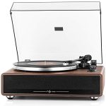 1 BY ONE Platenspelers met Geïntegreerde Luidsprekers, Bluetooth Draaitafel 33/45 omw/min, Riemaandrijving, Magneet-Pickupsysteem Vinyl Recordspeler met Auto-stop Versterker