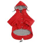 Morezi Dog Reflecterende regenjas met rits voor hond, regen-/waterbestendig, verstelbaar trekkoord, afneembare capuchon, stijlvolle premium hondenregenjassen - Rood - XL