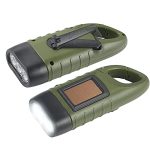 HENGBIRD Led-zaklampen, 2 stuks, waterdicht met handzwengel en karabijnhaak, voor buiten, wandelen, als cadeau of nooduitrusting (legergroen)