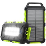 Solar Powerbank 10000mAh met Zonnepaneel - PD 22,5W Powerbank, USB-C, Waterdicht, 3 USB-Uitgangen, LED-Zaklamp - Voor Smartphone, Tablet, Camping & Outdoor, Groen