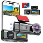 Dashcam Auto, 4K Dashcam Voorkant met WiFi, Afneembare Dashboard Camera, Auto Camera met 64G SD-Kaart, 170° Groothoek, G Sensor, WDR, Super Nachtzicht,24U Parkeren Bewaking, Lus Opname, APP-Besturing