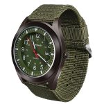 Beste horloge onder 500 euro Vicloon herenhorloge, analoog kwartshorloge, militair horloge, lichtgevend horloge met datumvenster en nylon bandje, leger tactisch, minimalistisch sporthorloge., Groen, Minimalist