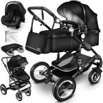 Beste kinderwagen KIDUKU® 3 in 1 Kinderwagen Complete Set | Combi Wandelwagen Set incl. Reiswieg Buggy Car-Baby Shell Voetenzak | Volledig rubberen banden Luiertas Regenhoes Kindertafel ECE R129