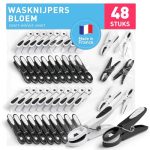culiclean Wasknijpers Bloem, Extra Sterk, 48 Stuks, zwart-wit-zwart