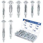 Beste hollewandplug Seconero 52 Stuks Metalen Hollewandpluggen Set, 8 Maten Metalen Pluggen M4 M5 M6 M8 Verzinkt Staal, Holtepluggen Holle Wandpluggen Ankers voor Dubbele Gipsplaten, Muurankers Assortimentskit