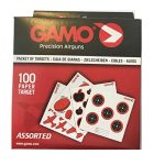 Gamo luchtgeweer/pistool/revolver assortiment pellet doelen - set van 100 op stijve kaart voor kegelvallen - standaard 14 cm vierkante maat (Zie ook onze Shoot N C en andere doelsets)