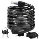SPGOOD Fietsslot met 2 sleutels, 12 mm stalen kabel, 120 cm lengte(Zwart)