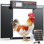 MASTERFUN Grote automatische kippenklep op zonne-energie, zijdelingse openende dubbele schuifdeur, elektrische kippenklep, automatische kippendeur met timer, lichtsensor, afstandsbediening