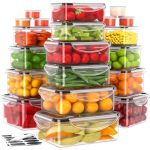 JSCORES Set van 40 vershouddozen met deksel, voorraaddozen (20 containers + 20 deksels), lekvrij, voedselcontainerset voor keuken, BPA-vrij