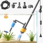 VILLNO 1200LPH Elektrische Aquarium Kiesreiniger 8-in-1, 20W Multifunctionele Aquarium Mulmsauger en Waterwisselaar, Sterke Zuigkracht, Reiniger voor Kies, Zand, Algen en Watercirculatie