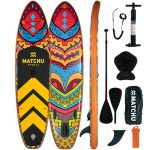 MATCHU - Sup board - Paddle Board - Complete Set - Oplaasbaar - Inclusief Rugtas, Handpomp met Drukmeter, Enkelband, verstelbare Peddel, Stoeltje en Reperatieset - 320x81x15 CM - 150 KG Belastbaar