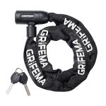 GRIFEMA GA1201-12 Fietsslot met sleutel, kettingslot voor fietsen, motorfietsen, scooters, 120 cm, zwart