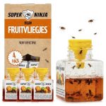 Super Ninja Fruitvliegjes Vanger voor Binnen - 4 stuks, Zeer Effectieve Fruitvliegenval voor Huis & Keuken, Tot 3 Weken Werking per Fles, Kind- & Huisdiervriendelijk