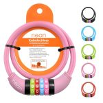 nean Fietsslot voor kinderen, kabelslot met cijfers, extra licht, eenvoudig te bedienen, cijferslot met code-combinatie, gehard staaldraad, zwart, 10 x 650 mm (roze)