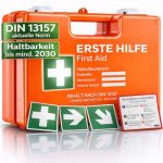 EHBO-koffer volgens de huidige veiligheidsnorm 2026 [DIN 13157:2021] | incl. wandhouder, 5x stickers & zegel - verbanddoos gebruik - eerstehulpdoos voor gatronomie, kantoor, thuis