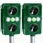 2x Ultrasone kattenverjager, ultrasone kattenverjager, hondenafweer, opladen op zonne-energie, USB-lader, voorkomt honden en katten/vogels/voor/tuin