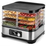Lehmann LHOFD-4525 Roestvrijstalen droger 450 W, 5 niveaus voedseldroger met temperatuurregeling 35-70 °C, droger voor fruit, champignons, vlees, kruiden, BPA-vrij