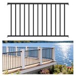 Egadis 1 verpakking van 91,4 cm H x 1,5 m W veranda en dekreling kit zonder paal, aluminium reling kit, zwart getextureerde poedercoating afwerking railsysteem voor buitendekken, veranda's en balkons