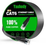 Yauhody Ethernet Cable 15m Netwerkkabel Cat6 Hoge Snelheid Lan Cable Gigabit Internet Kabel Rj45 Patchkabel Cat 6 voor Router, Modem, PC, TV, Switch, PS5, POE, Sneller dan Cat5/Cat5e (Zwart)