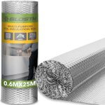 BLOSTM Warmte-isolatierol, 25 m x 60 cm, reflecterende folie voor radiatoren, 2,4 mm dik, reflecterende plaat, voor vloer, plafond, muur