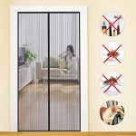 MYCARBON magnetisch Vliegengordijn voor deur, sterkere magneten Insectendoor 90x210cm, voor kellerdeur, terrasdeur, woonkamer, zonder boren, eenvoudige montage, niet kortscheibaar, zwart