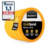 HASKYY Afplakband schilderstape maskeertape 3 rollen 30mm x 50m voor schilders en autospuiters - Multifunctionele, sterke, zelfklevende tape met scherpe rand - verwijder residu-vrij