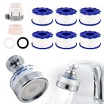 Bahan alamy Waterfilter, waterkraan, draaibaar, kraanfilter met 6 stuks PP-katoenen filterelement en universele adapter voor gootsteen, keuken, badkamer