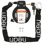 Beste ringslot nean Fietsslot, frameslot met ketting, ringslot, velgslot voor fiets, zwart, 5,5 x 900 mm