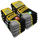 SOXCO 10 paar zwarte werksokken voor heren, halve kuit, DRI-WIK-technologie, vochtafvoerend, ultrazacht en gevoerd, versterkte hiel en teen, werksokken, 6/10 paar, zwart (6 paar), 39-42 EU