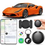 GPS Tracker Auto,IP68 waterdicht Magnetische Auto Tracker zonder abonnement Compatibel met iOS & Android, Waterdichte Smart Tag, Wereldwijde Locatie Verborgen Tracker (Zwart)