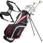 Wilson Complete set voor beginners, 10 golfclubs met draagtas, voor heren, rechtshandig, stretch XL, zwart/grijs/rood, WGG157548