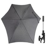 ZjRight Universele parasol, zonwering voor kinderwagen en buggy, uv-bescherming 50+/70 cm, buigzame parasol met universele houder voor ronde en ovale buizen, donkergrijs