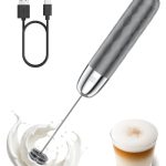 Beste elektrische melkopschuimer Maestri House Oplaadbare Melkopschuimer, Draagbare Elektrische Melkopschuimer Schuimmaker voor koffie, latten, matcha, cappuccino, warme chocolademelk, LunaFro Mini(zonder standaard)