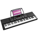 Beste keyboard voor beginners MAX KB15 Keyboard Piano 61 Toetsen – Kinder Keyboard voor Beginners, met Microfoon, 8h Accu, Speakers, LCD Display, USB-C, Leerfunctie, 16 Klanken, 10 Ritmes, 6 Demo Songs en Bladmuziekhouder – Zwart