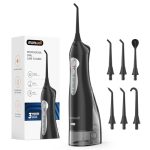Beste waterflosser test Mornwell Monddouche Draadloos, 3 Standen 6 Opzetstukken IPX7 300ml Groen