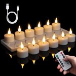 FREEPOWER 12 oplaadbare led-theelichtjes met laadstation, afstandsbediening en timer, elektrische oplaadbare kaarsen, flikkeren, warm wit, dimbaar, met USB-kabel, 4 x 5,5 cm (diameter x hoogte)