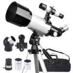 Misilmp Telescoop voor volwassenen, incl. lenzen, mobiele telefoonhouder, draagtas, 70 mm opening 400 mm refractor telescoop voor beginners en kinderen, draagbaar statief astronomie volwassenen