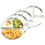 Beste schotel voor camper 4 Stuks Roestvrijstalen Borden, 23 Cm Roestvrijstalen Portiecontrolebord, Borden Gedeelde Borden Voor Volwassenen Bariatric Met Indeling, Camping-Eetbak Voor Thuis En Camper