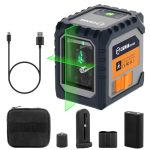 Cigman Laserwaterpas oplaadbaar Type C, 100FT zelfnivellerende kruislijnlaser, magnetische beugel 360° draaibaar, foto's ophangen en doe-het-zelf-huis, draagtas