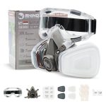 RHINO Smart Solutions Gezichtsbeschermingsmaske anti-stof, herbruikbaar, met bril, handschoenen in 6 deeltjesbeschermingsfilters, voor schilderen, gas, bescherming, knutselen, lakken, stoom