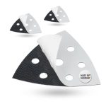 3x DFS reserveklittenband voor deltaschuurmachine, schuurplaat, 93 x 93 x 93 mm, 6 gaten, set van 3, klittenbandvervangingsdriehoek, zelfklevend voor schuurpapier, driehoekige schuurmachine