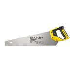 Stanley JetCut fijne handzaag, 2-15-595, lengte 450 mm, zaag voor hout, kunststof, laminaat, met handgreep van bi-materiaal, verbeterde vertanding en 45/90° aanslag voor nauwkeurig zagen