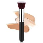 Beste foundation kwast AOOWU Foundation Brush, Premium Make-Up Brush Voor Vloeibare Make-Up, Flat Top Foundation Brush Concealer Brush, Multifunctionele Gezichtsborstel Voor Vloeistof, Crème, Blending, Polijsten, Poedercosmetica, Zwart